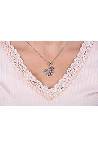 Midyat Nurtaş Gümüş Şahmeran Model Oksitli Telkari Gümüş Kolye MNG201013438