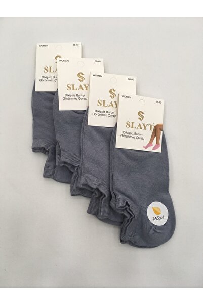 Slayt 4 τεμάχια Cotton Modal Mixed μονόχρωμα λεπτά καλοκαιρινά γυναικεία αόρατα μποτάκια (sneakers)