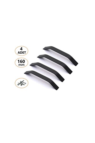 ARON (4 Adet) Şahin 160 Kulp Paslanmaz Mat Siyah Mutfak Mobilya Komidin Şifonyer Gardırop Kulbu 160mm