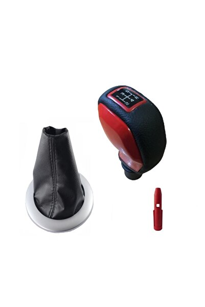 Moda Garage Renault Megane 2 Uyumlu Deri Kaplama Kırmızı Spor Vites Topuzu Ve...