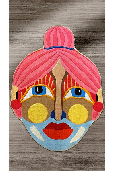 RUGSMODERN Mira 859 Renkli Yüz Kubik Portre Figürlü Halı