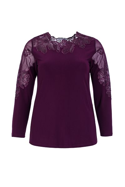MİYORO Oversize Blouse with Collar and Sleeve Embroidery Applique and Stone Detail
