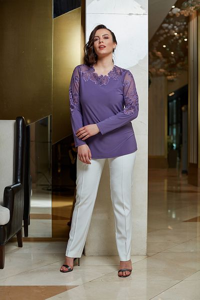 MİYORO Oversize Blouse with Collar and Sleeve Embroidery Applique and Stone Detail