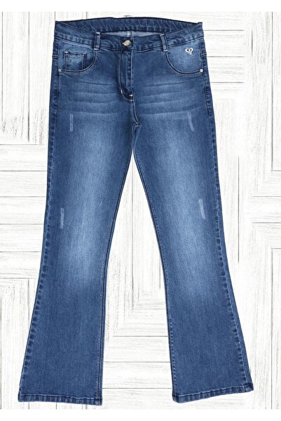 ADABEBEK Girl's Grinded Flare Leg Denim Trousers Jeans