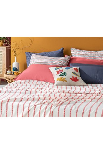 English Home Petite Daisies Yarn Painted Viscose Double Pike 200x220 cm Pink