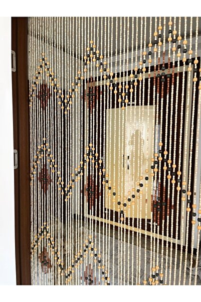KaiHome Ahşap Kapı Perdesi 52 Sıra Sık Boncuklu El Işçiliği