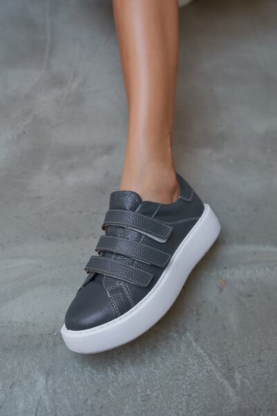 ANGELİNA JONES Emma Kadın Antrasit Gercek Deri Cirtli Sneakers