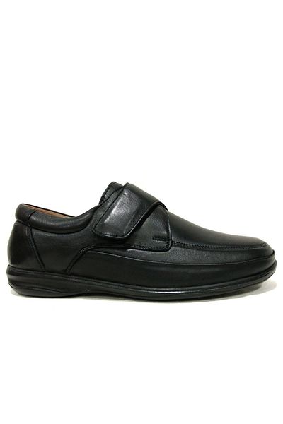 Fancy Black Velcro Diabetic Anatomical Leather Men's Shoes