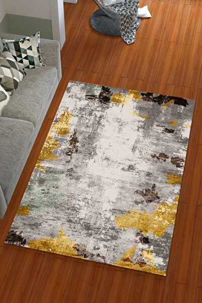 Miray Tekstil Dijtal Baskı Ipek Kadife Gri Renkli Jet Desen Lastikli Halı Örtüsü