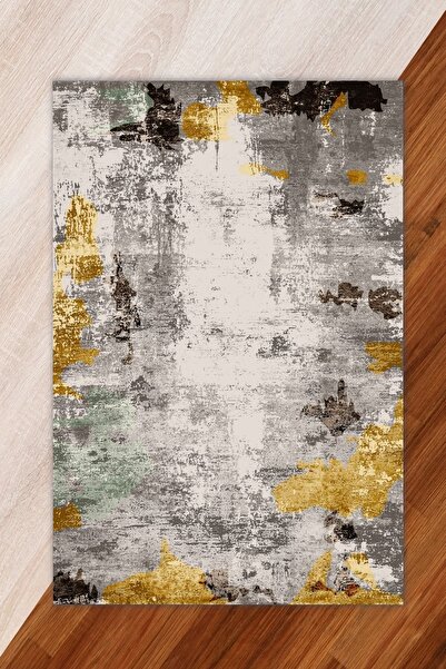 Miray Tekstil Dijtal Baskı Ipek Kadife Gri Renkli Jet Desen Lastikli Halı Örtüsü