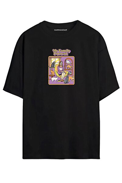 Harmandar My Family Portrait Negru - Alb Tricou oversize