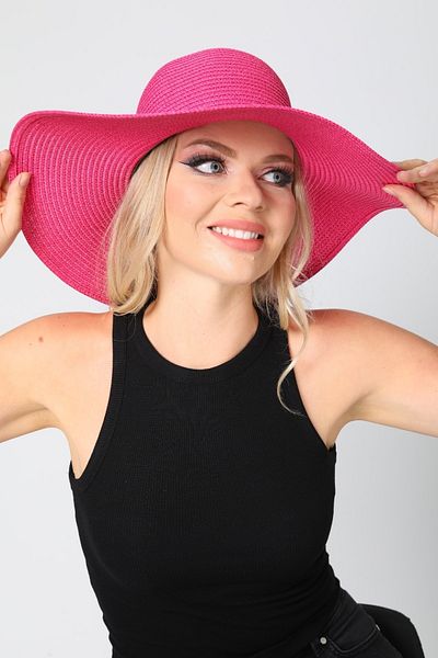 BALIENTE Fuchsia Round Straw Women's Hat