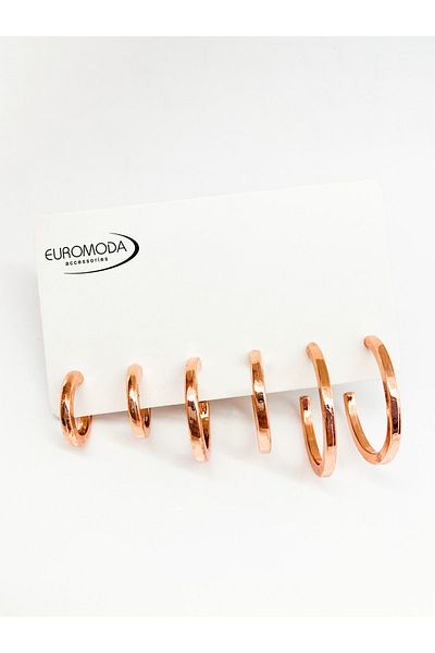 EUROMODA Rose Colored 6 Hoop Earring Set