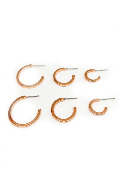 EUROMODA Rose Colored 6 Hoop Earring Set