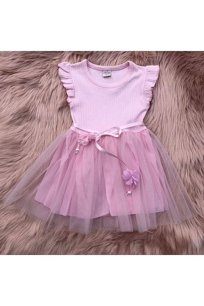 Retro Women Girl's Pink Ruffle Tulle Skirt Birthday Special Day Daily Princess Cute Elegant Dress