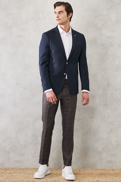 ALTINYILDIZ CLASSICS Ανδρικό μπουφάν Navy Blue Comfort Fit Relaxed Cut Swallow Collar Casual