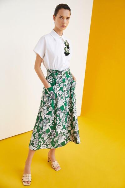 Exquise Kemerli Midi Etek 2215005