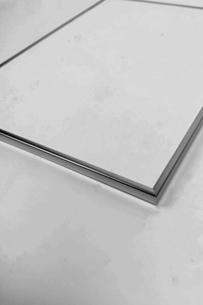 Linacci Triple Silver Aluminum Metal Framed Glass Poster Table Set