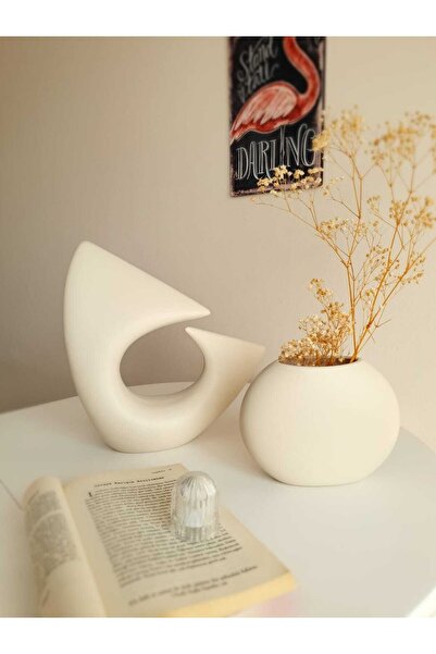 Panoramas Home Seramik Vazo Obje Ikili Set