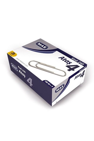 Mas Paper Clip Nickel Coated No:4 100 Pieces 240 (24 Packs)