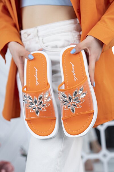 Freemax Kadın Taşlı Ortopedik Terlik Ppl.5050 Orange