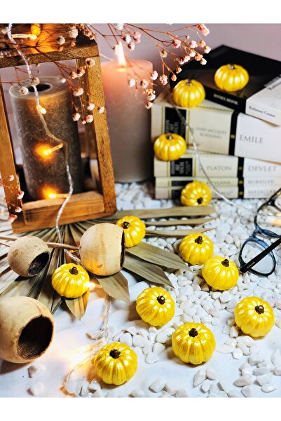 Reynes Balkabağı Dekor 12’li Adet Beton Kabak Obje Biblo Balkabağı Süs Dekora...