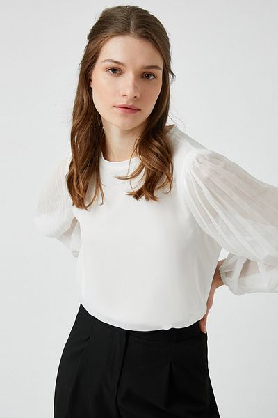 Koton Langärmlige Bluse mit Tülldetails