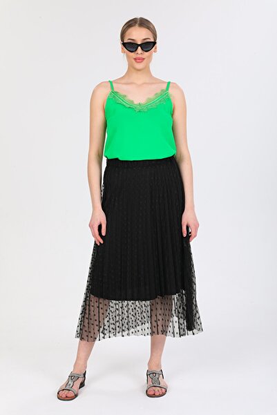 Pitti Жіноча мереживна чорна спідниця в горошок 20950