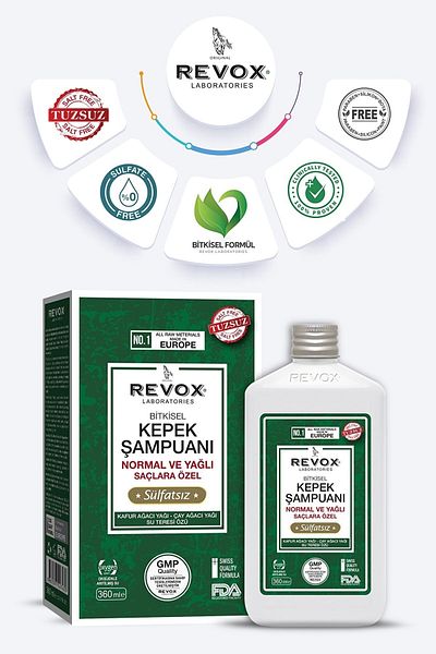 Revox Herbal Shampoo Effective Against Dandruff - Sulfate-Free and Salt-Free for Normal and Oily Hair