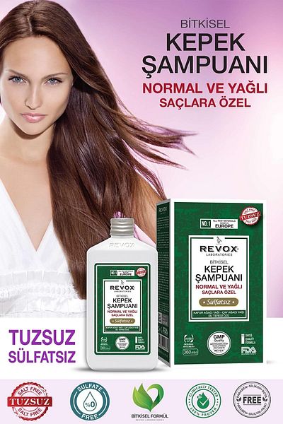 Revox Herbal Shampoo Effective Against Dandruff - Sulfate-Free and Salt-Free for Normal and Oily Hair