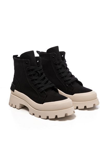 John May Women's Boots Rd-4361 Linen Black
