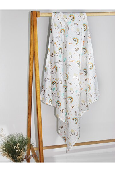 Atölye Eda Exclusive Cotton Muslin Blanket Baby Blanket and 4-Piece Mouth Wipes Set 6 Pieces