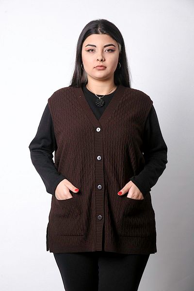 Nacar Mother's Day Women's Brown Knitwear Four Seasons Vest