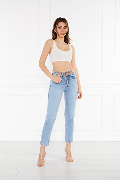 cracpot Saat Cep Etiket Detaylı Mom Jeans