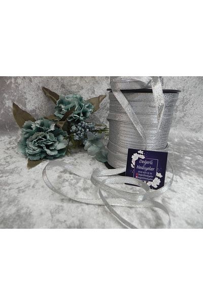 AGH Değerli Hediyeler Ασημένια κορδέλα Glitter 1 cm 30 Mt.