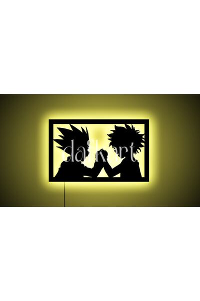 DAFKART Hunter X Hunter Gon And Killua 2 Rgb Led Işıklı Ahşap Tablo Ev/ofis A...
