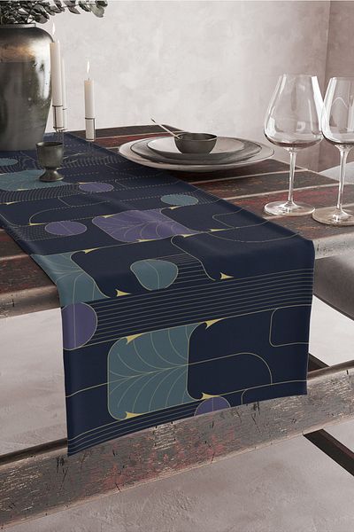 Vagonik Ψηφιακός τυπωμένος δρομέας με σχέδιο Art Deco 140x40