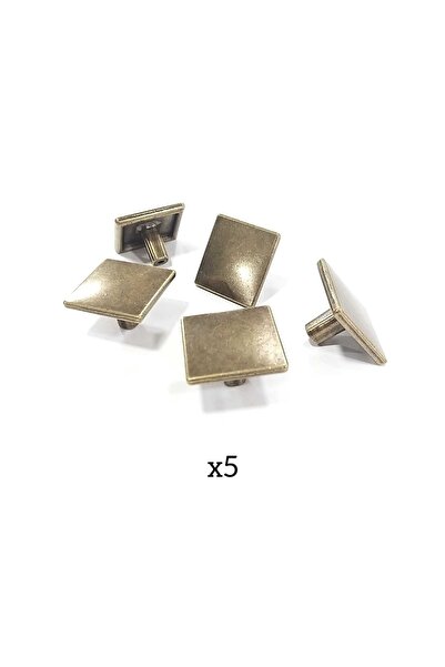 ARON (5 Adet) Kare Düğme Kulp Antik Sarı Tv Ünite Komidin Konsol Şifonyer Mutfak Dolap Kapak Kulpu