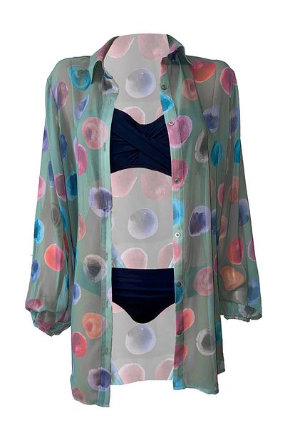 Bolder Jasmine Khaki Geometric Beach Shirt