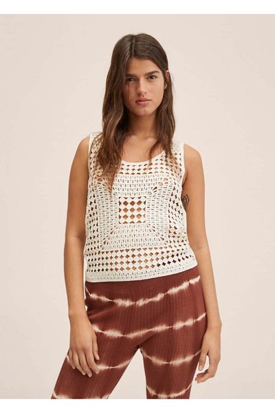 MANGO Woman Cotton Crochet Blouse