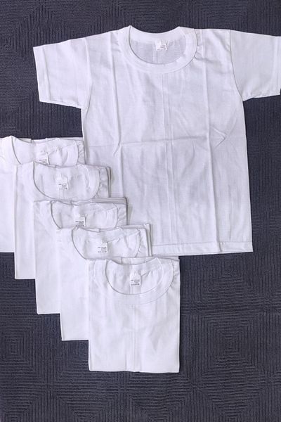 chulfa Boy's Half Sleeve Crew Neck 6-Piece Undershirt. One Hundred Percent Cotton