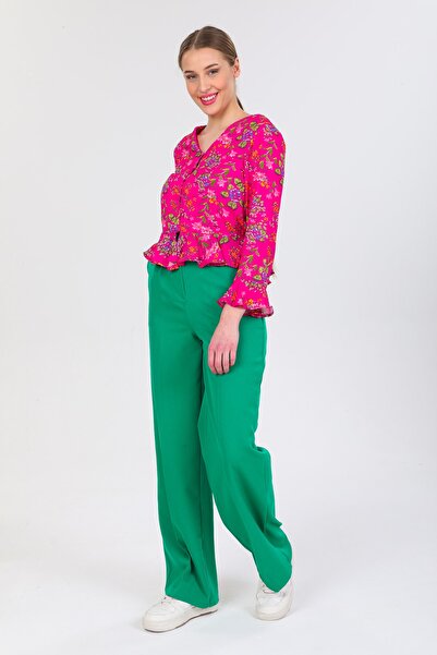 Pitti Women's Fuchsia Floral Blouse Shirt 10183