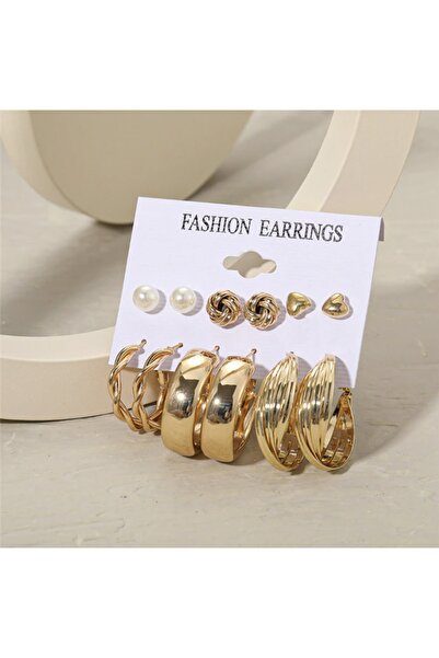 Takıtolia مجموعة أقراط متعددة من الأكريليك واللؤلؤ الذهبي الذهبي