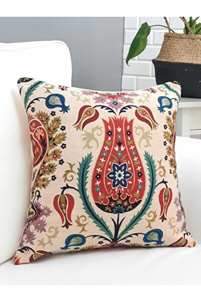 Körfez Kırlent Goblen Dokuma Kırlent Kılıfı Çini Motifli 43x43cm