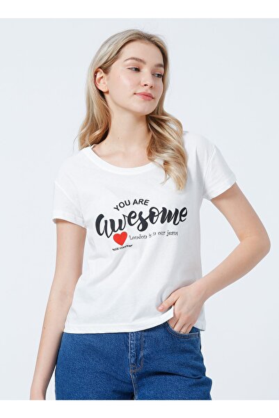 Lee Cooper Women's Ecru T-Shirt