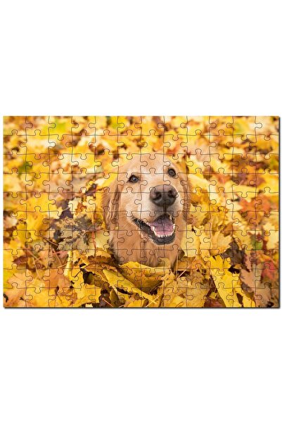 Cakapuzzle لغز الكلب البني على أوراق الخريف 120 قطعة Mdf (خشب)