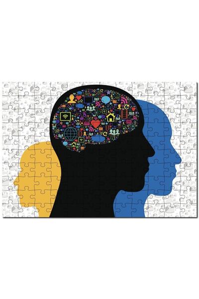 Cakapuzzle صورة ظلية ثلاثية الرؤوس وصور ملونة في الدماغ 500 قطعة لغز الصور ال...