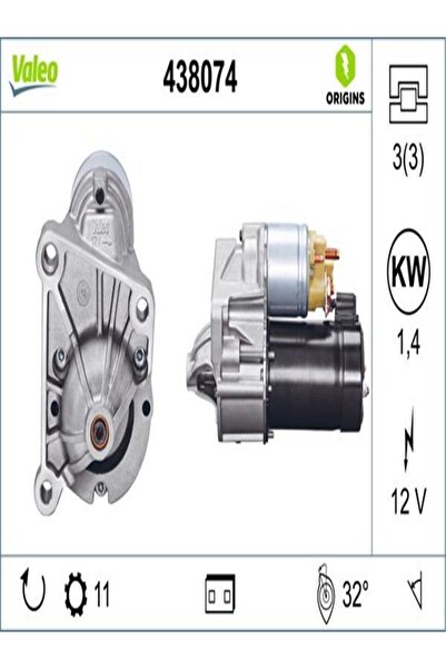 VALEO 438074 Mars Motor 12v 11 Dis 1.4 Kw Renault Laguna 1.9d 97-01356056177700113207 (WH741788)