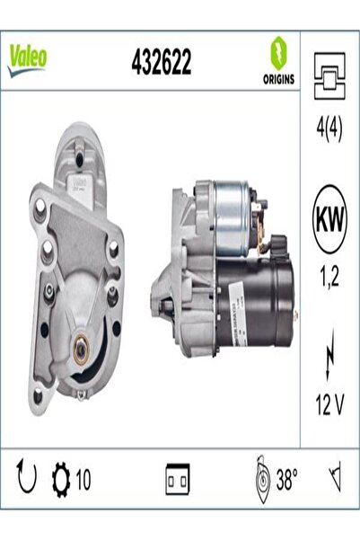 VALEO 432622 محرك المريخ 12 فولت 10 ديس 1.1 كيلو وات رينو 9-19 نوع سانزيمانلي-5 33105157700871057 (مرحاض751525)