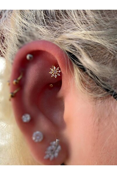 Arescollection Cerrahi Çelik Gold Renk Rook Piercing